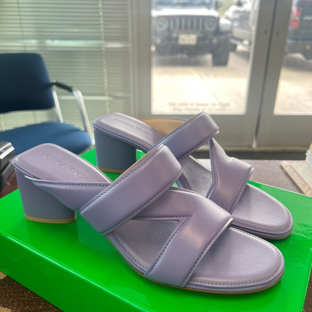 Bottega Veneta Band purple Leather Sandal Backless Mule Heel Pump